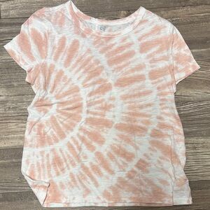 GAP Peach and White Tie-Dye Short Sleeve Tee